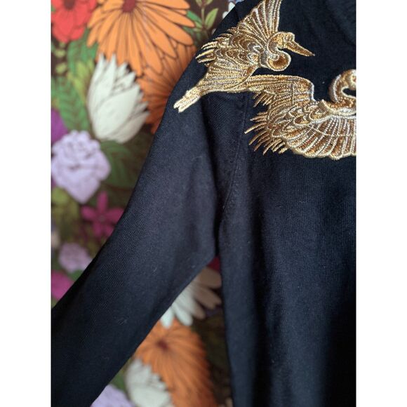 Altuzarra for Target Crane Sweater in Black Size Small Knit Gold Embroidery - Picture 5 of 5